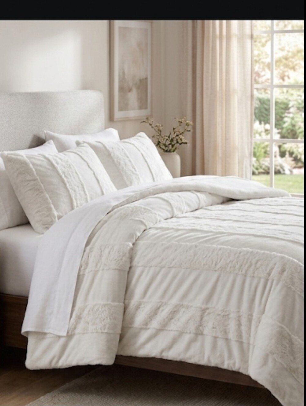 UGG Reversible Faux Fur Comforter Set King White + 1 Sham Cozy Luxury Bedding